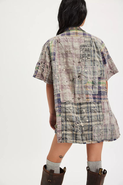 YD PATCHWORK PERLETTA SHIRT IN MULTI BACK VIEW