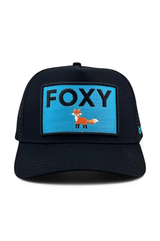 Foxy trucker hat in black front view