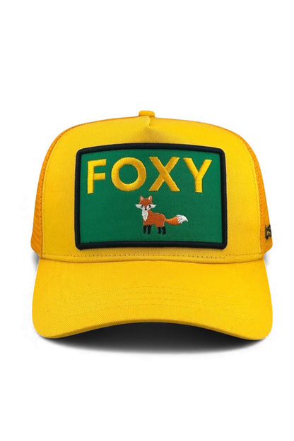 Foxy trucker hat in yellow front view