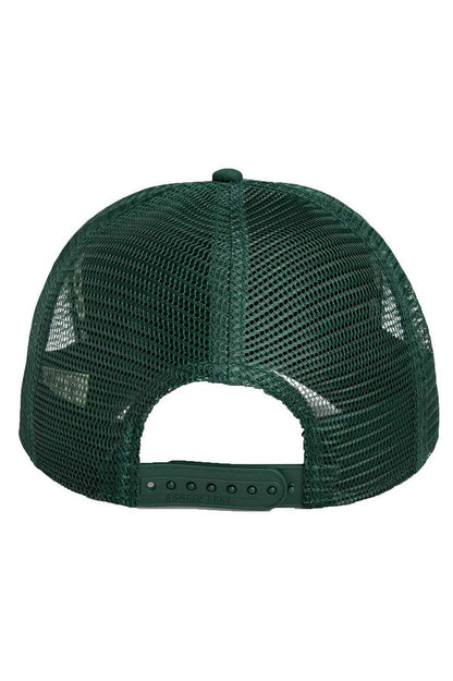 THE LUCKY DUCK TRUCKER dark green mesh back cap with adjustable snapback