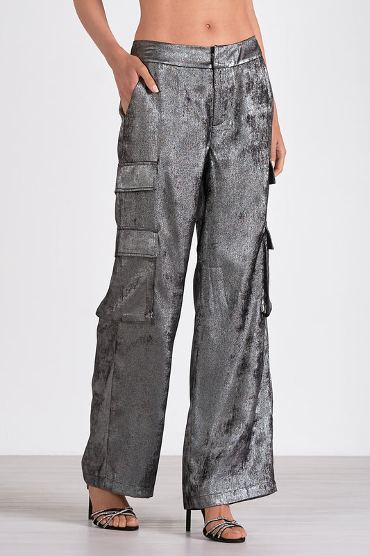 CARGO PANTS IN SILVER FRONT VIEW