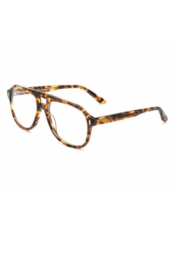 Tortoiseshell eyeglasses on a white background
