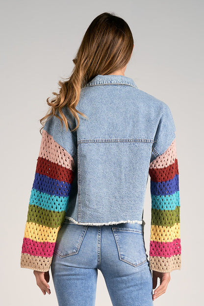 CROP JACKET IN DENIM BACK VIEW