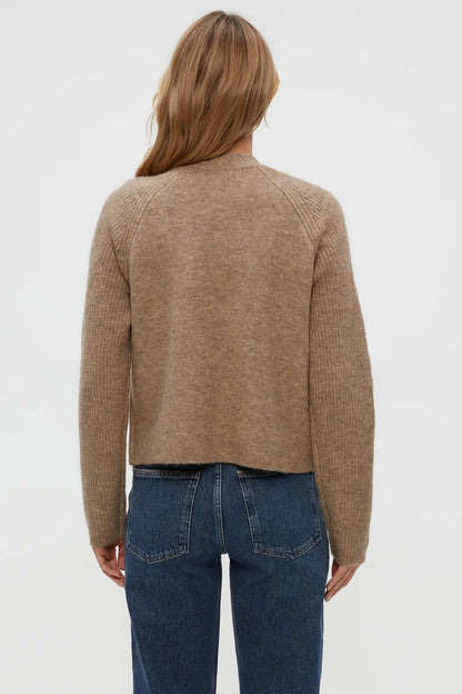 DREA OPEN CARDIGAN IN DARK OATMEAL BACK VIEW