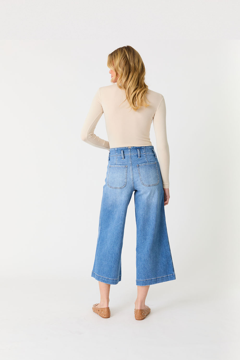 ELIN WIDE LEG IN BLUE FALLS BACK VIEW