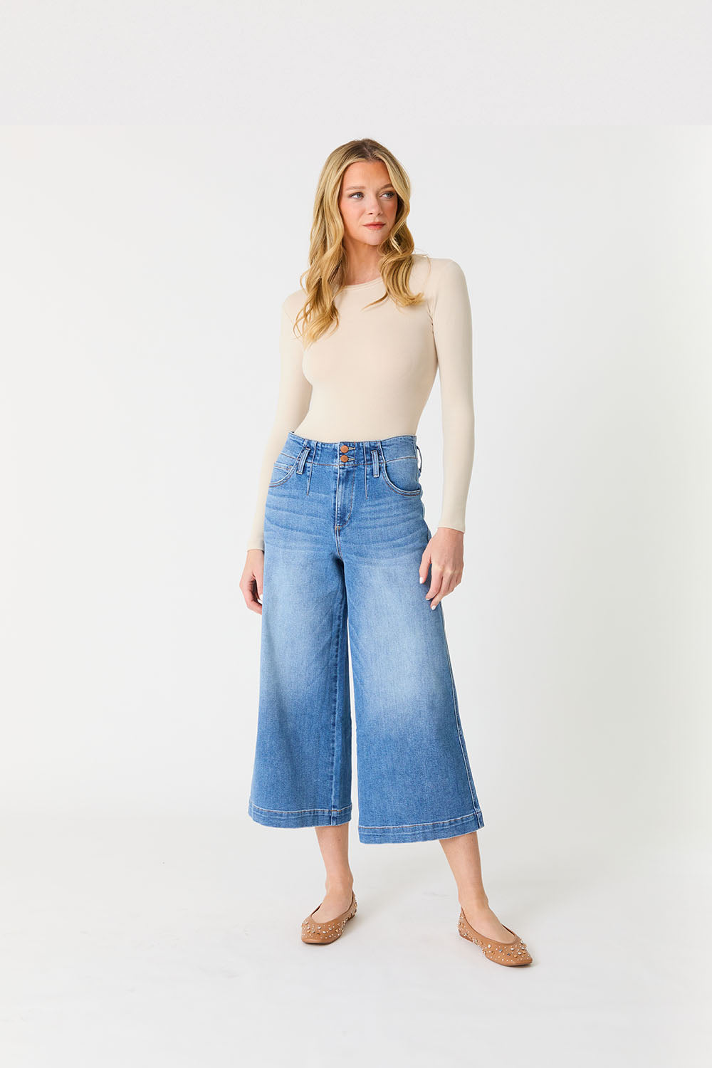 ELIN WIDE LEG IN BLUE FALLS FRONT VIEW