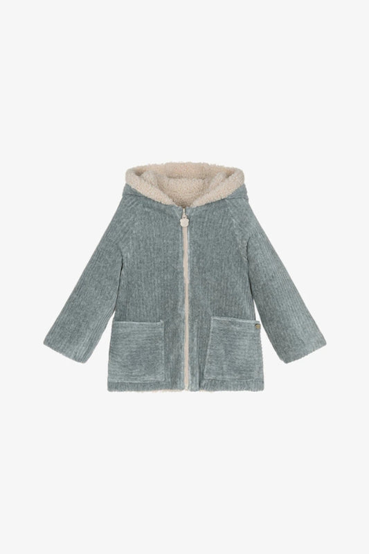 REVERSIBLE SHEARLING COAT IN GRAY FRONT VIEW