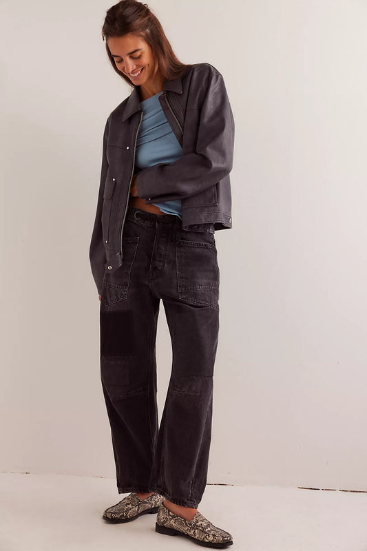 MOXIE LOW SLUNG PULL ON PANT IN NIGHTHAWK FRONT VIEW