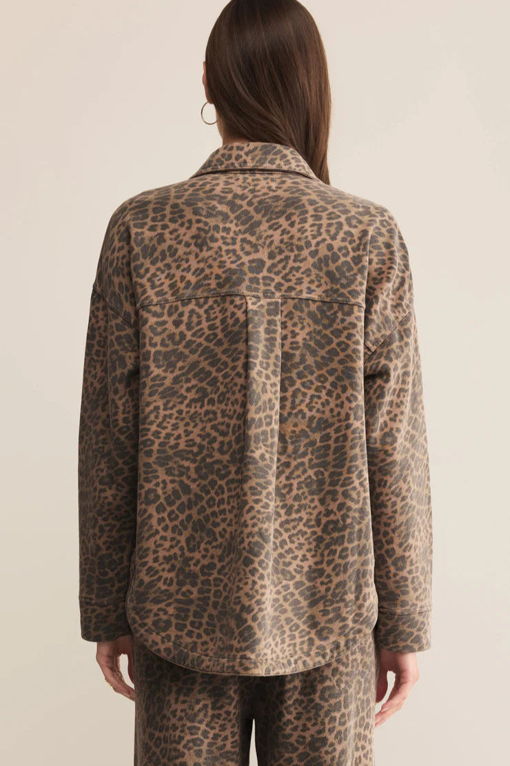 ALL DAY LEOPARD JACKET IN DESERT TAN BACK VIEW