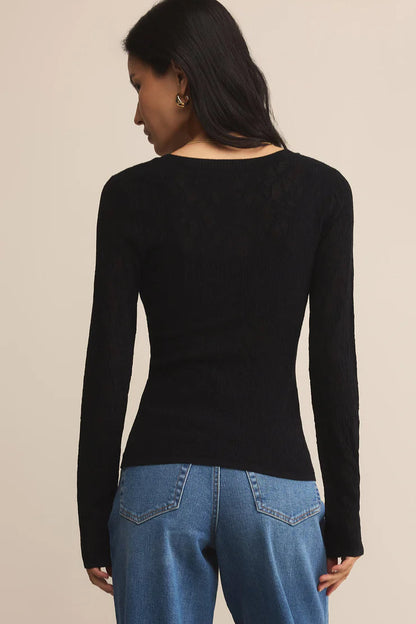 TIBI SCOOP MESH TOP IN BLACK BACK VIEW