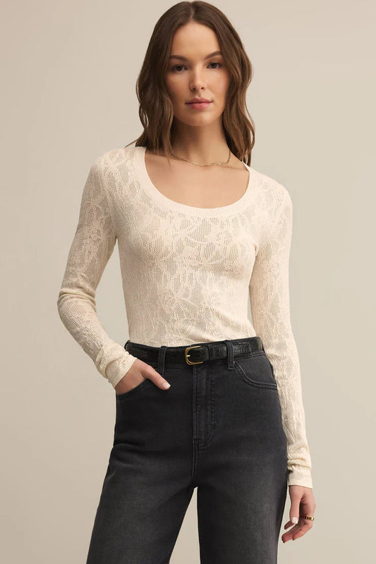 TIBI SCOOP MESH TOP IN CRYSTAL FRONT VIEW