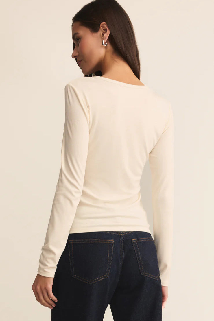 SECOND SKIN CREW LONG SLEEVE IN CLOUD BACK VIEW