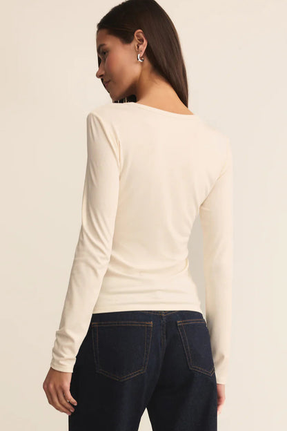 SECOND SKIN CREW LONG SLEEVE IN CLOUD BACK VIEW