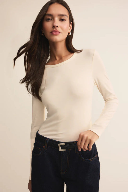SECOND SKIN CREW LONG SLEEVE IN CLOUD FRONT VIEW