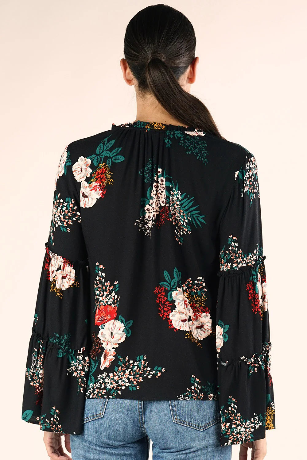 BELL SLEEVE TOP w/TIE NECK