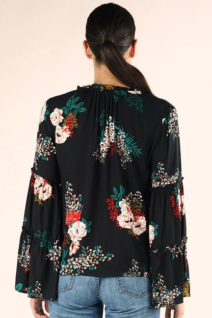 BELL SLEEVE TOP w/TIE NECK
