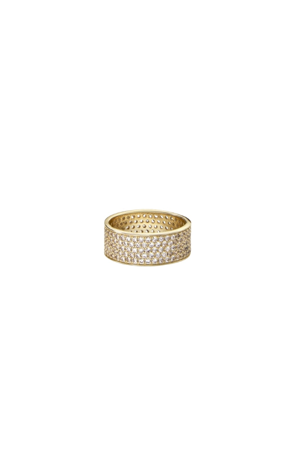 Slick Pave ring gold-tone band with white pavé sparkle stones, front view