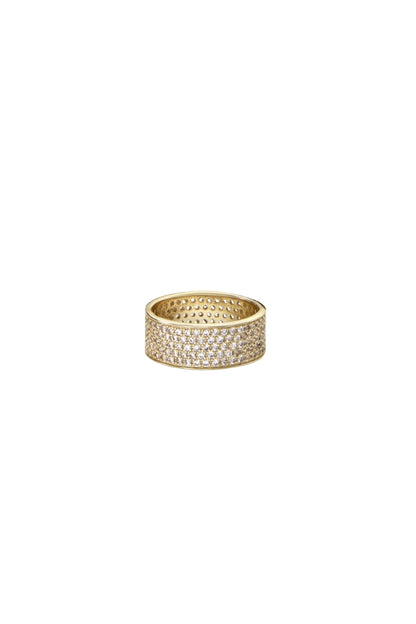 Slick Pave ring gold-tone band with white pavé sparkle stones, front view