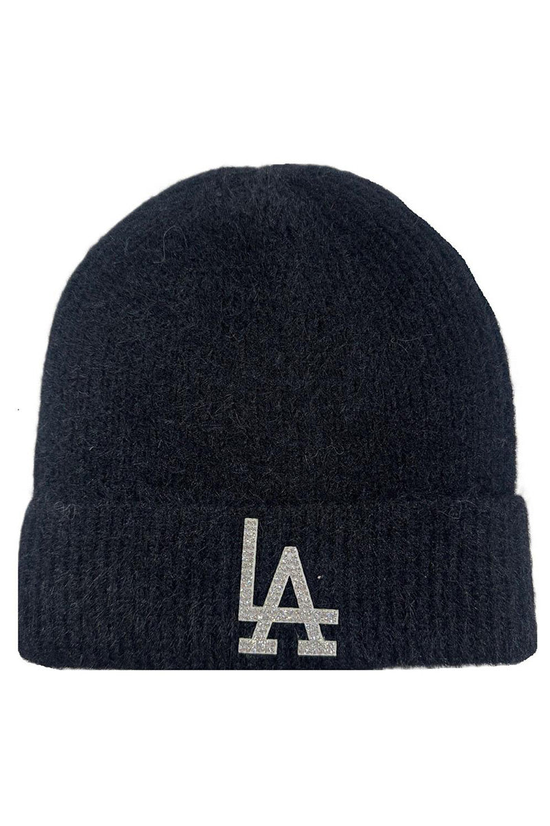 LA Beanie glitter LA in black