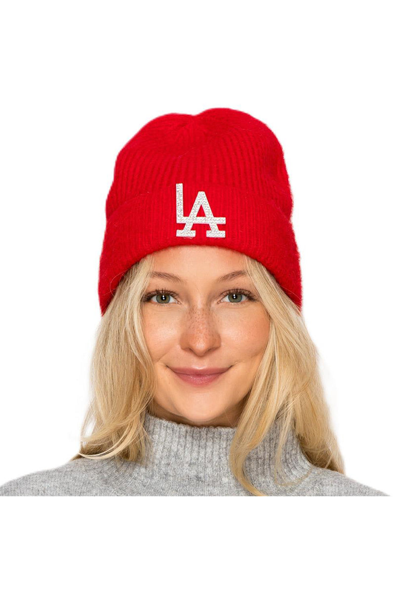 LA Beanie glitter LA in Red
