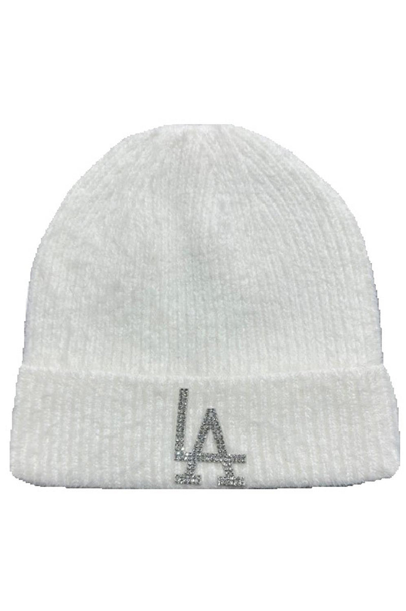 LA Beanie glitter LA in white