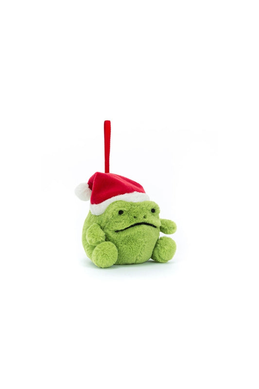 RICKY RAIN FROG ORNAMENT IN GREEN/RED FRONT VIEW