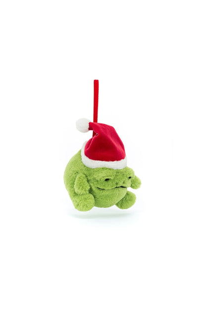 RICKY RAIN FROG ORNAMENT IN GREEN/RED FRONT VIEW