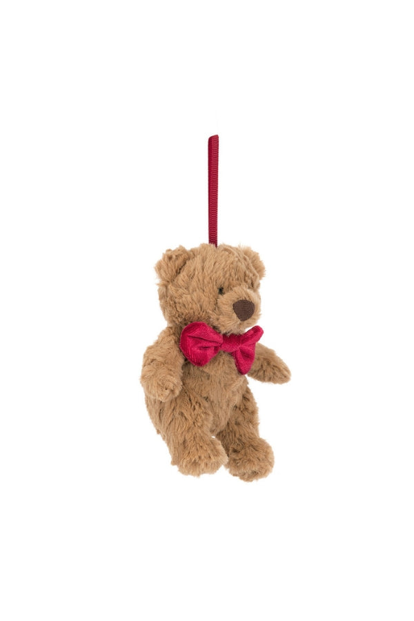BARTHOLOMEW BEAR ORNAMENT IN BROWN FRONT VIEW