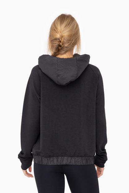 Modal blend pullover hoodie in black back view
