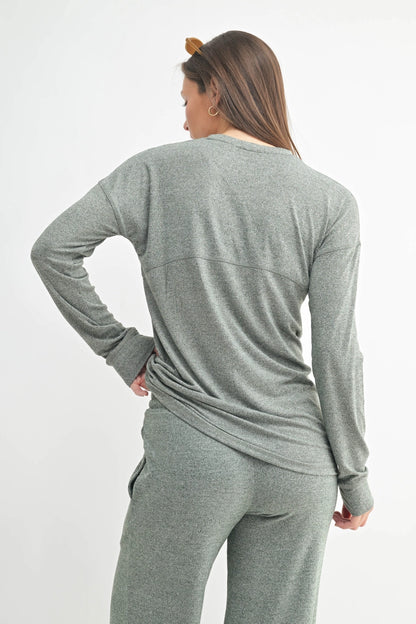 Dolman sleeve top in urban grey back view