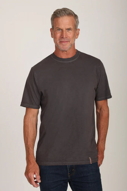 Men's short-sleeve crew-neck T-shirt, dark charcoal color
