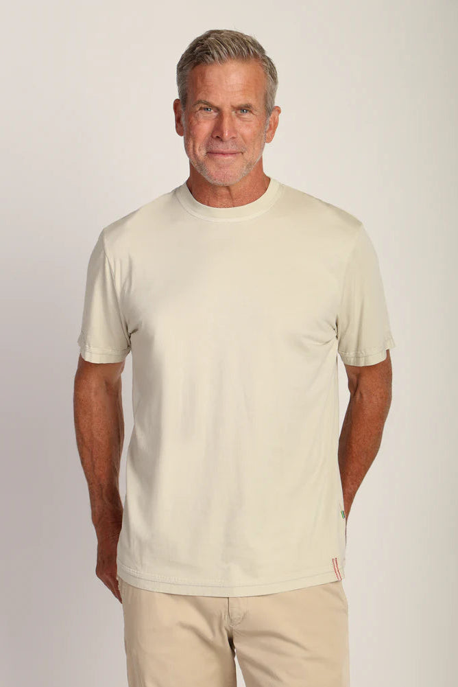 Men's short-sleeve crew-neck T-shirt, light cream color
