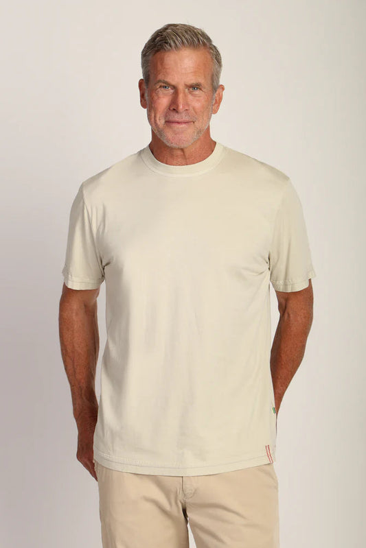 Short sleeve basic crew neck tee in smoke front view