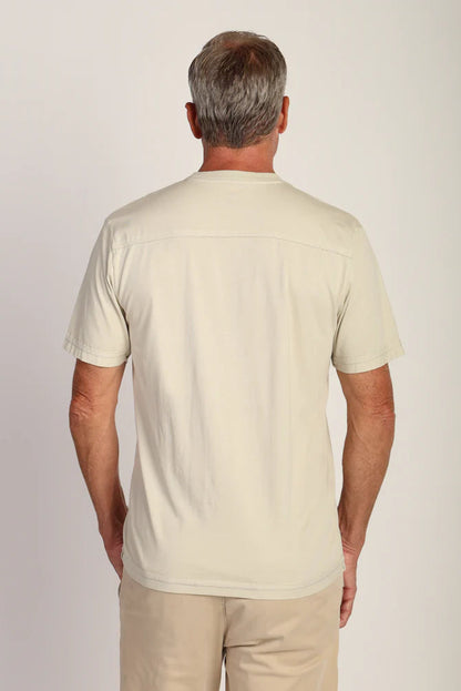 Men's short-sleeve crew-neck T-shirt, light cream, back view