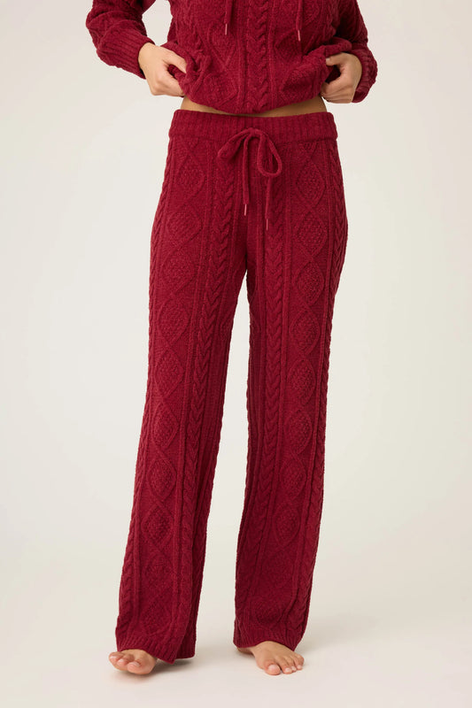 Cozy Chenille cable knit pant in port front view
