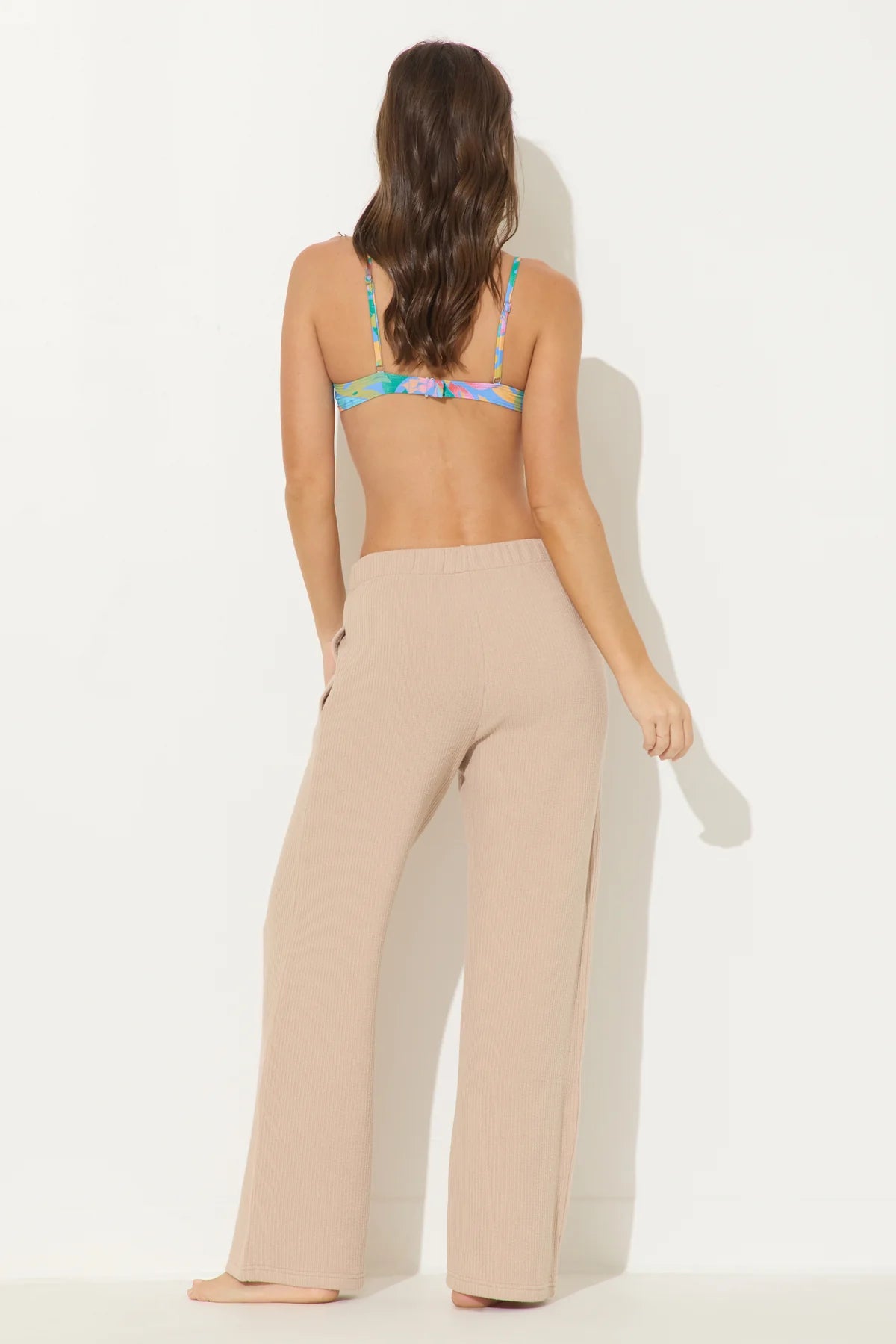 OCEAN TEXTURE RIB CORD PANTS IN WARM SAND BACK VIEW
