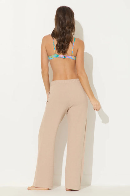 OCEAN TEXTURE RIB CORD PANTS IN WARM SAND BACK VIEW