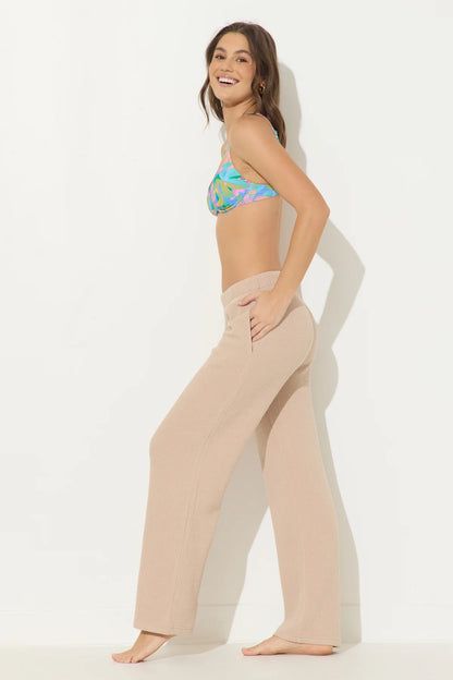 OCEAN TEXTURE RIB CORD PANTS IN WARM SAND SIDE VIEW