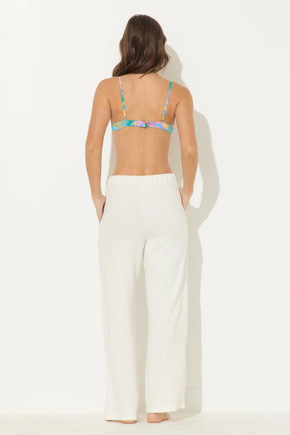 OCEAN TEXTURE RIB CORD PANTS IN WHITE BACK VIEW