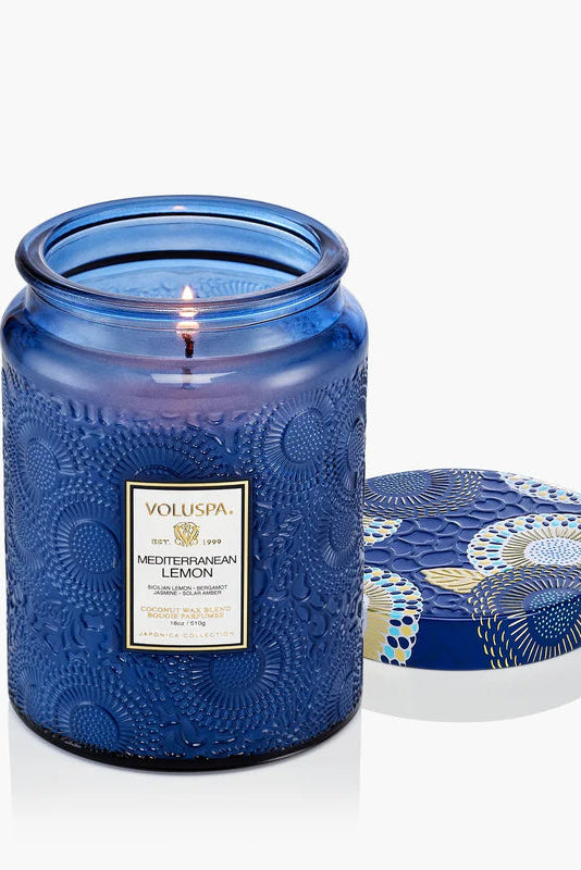 Large jar candle 18oz in mediterranean lemon