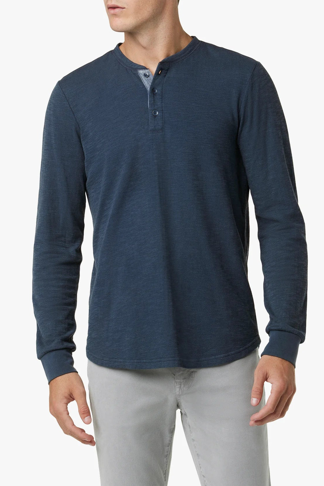 DWIGHT DOUBLE FACE HENLEY IN VINTAGE NAVY FRONT VIEW