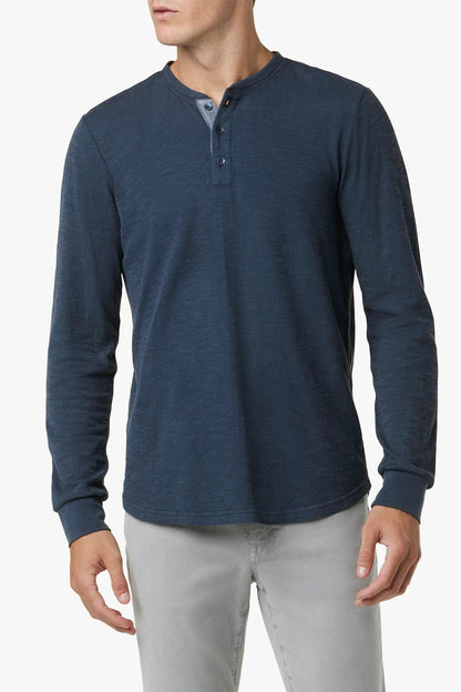 DWIGHT DOUBLE FACE HENLEY IN VINTAGE NAVY FRONT VIEW