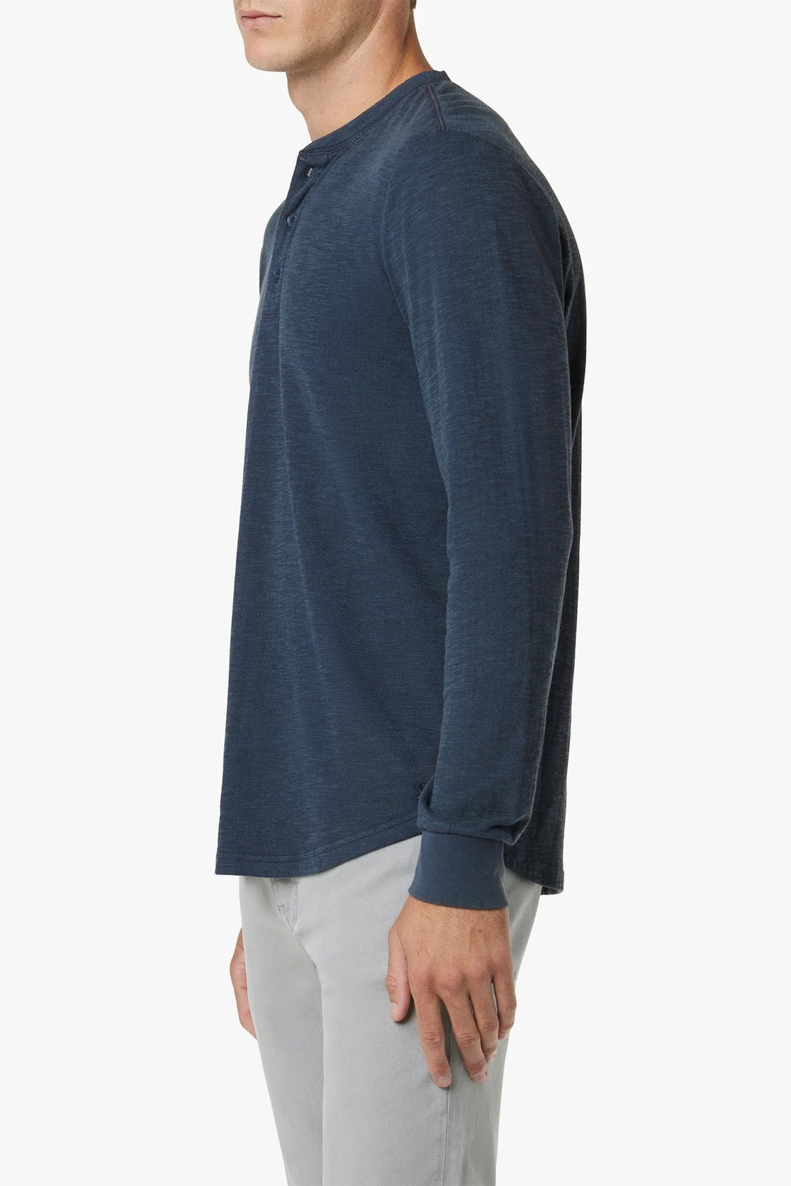 DWIGHT DOUBLE FACE HENLEY IN VINTAGE NAVY SIDE VIEW