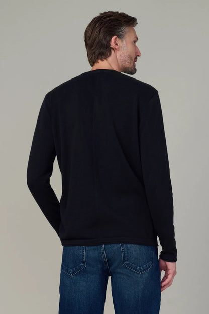 LONG SLEEVE CREWNECK SWEATER IN BLACK BACK VIEW