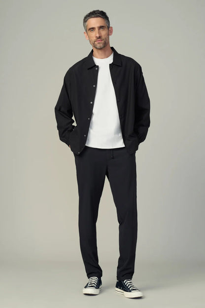 THE LAIRD NYLON PANT IN BLACK FRONT VIEW