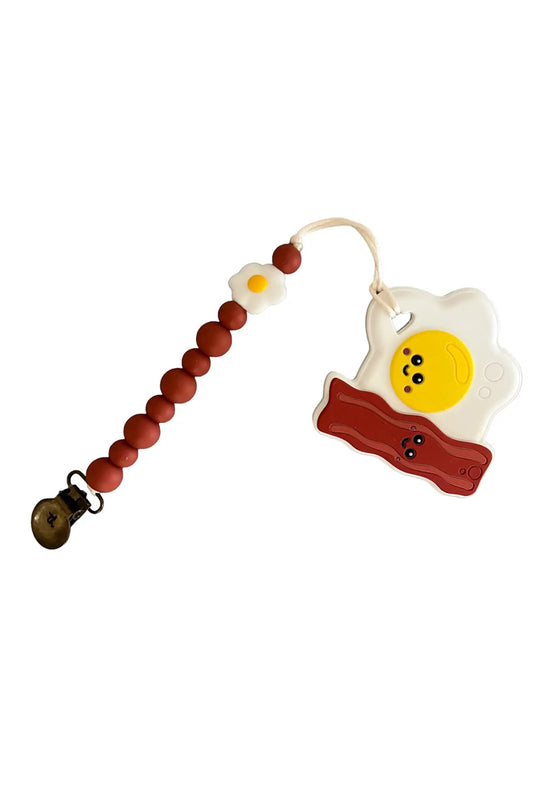 Teether and clip eggs n bacon 