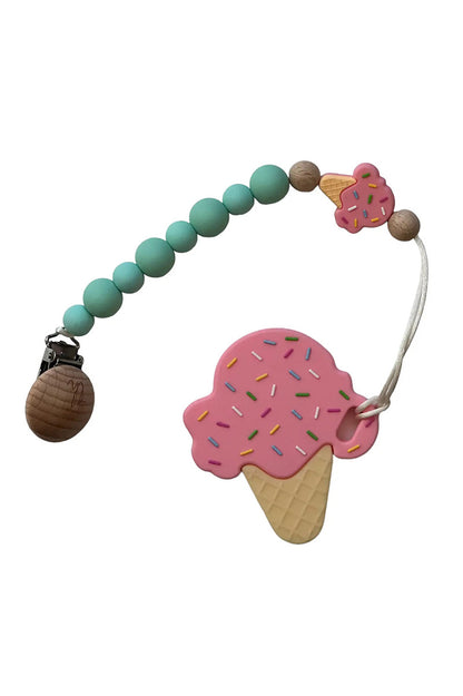 Teether and clip strawberry ice cream