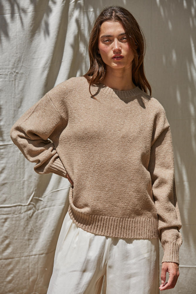 Desiree pullover sweater in mocha front view