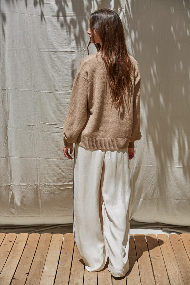 Desiree pullover sweater in mocha back view