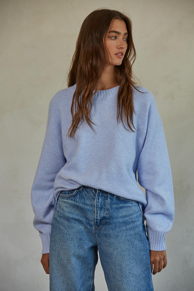 Desiree pullover sweater in sky blue front view